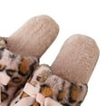 thumbnail image 3 of Roxoni Womens Fuzzy Leopard Print Slippers with Bow  Cozy Plush Indoor House Slides, Soft Memory Foam, Non-Slip Sole, 3 of 7