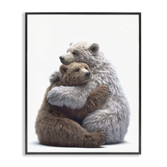 Stupell Industries Hugging Bear Pair Animals & Insects Painting Black Framed Art Print Wall Art, 11 x 14