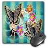 3dRose Butterfly Dance Pretty flowers and gem filled butterflies fantasy art, Mouse Pad, 8 by 8 inches
