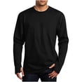 thumbnail image 7 of SHTXOZHI Men's Long Sleeve Shirts Solid Color Crew Neck Sport Tops Sun Protection Casual Fall Winter Layering Tee Shirts, 7 of 7