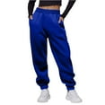 thumbnail image 2 of Women's High Waisted Loose Sportswear Pants with Pockets - Jogging Pants for Everyday Use and Winter Comfort,Blue,L, 2 of 7