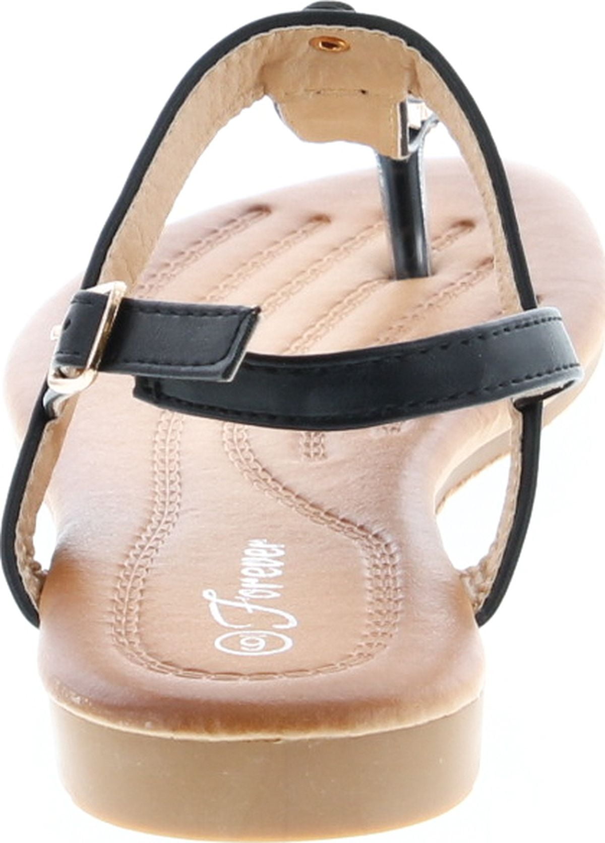 Forever Link Nia-22 Women's Embellished Beaded Metallic Chain Dress Thong Sandal, Black, 9, image size:1200x1671