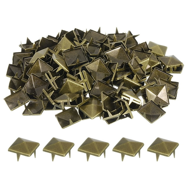 Unique Bargains 50 Sets Spike Rivet 12x7.5mm Pyramid Rapid Rivet Studs Square Spikes, Bronze Tone