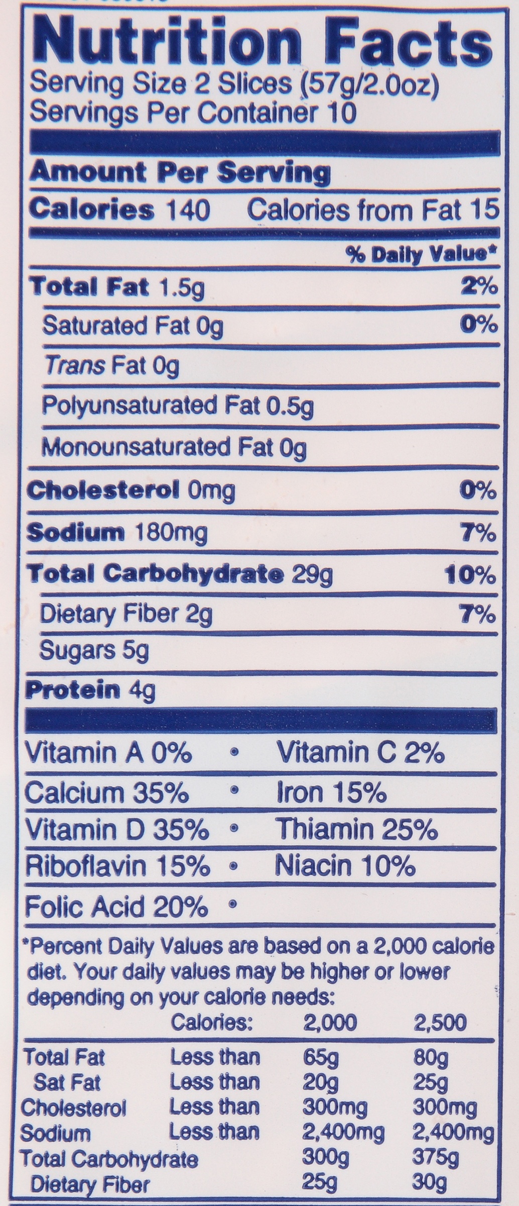 White Wonder Bread Nutrition Facts Nutrition Pics