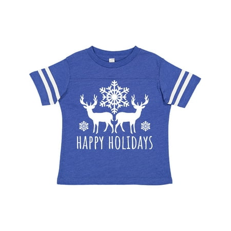 

Inktastic Happy Holidays Reindeer Silhouette and Snowflakes Gift Toddler Boy or Toddler Girl T-Shirt
