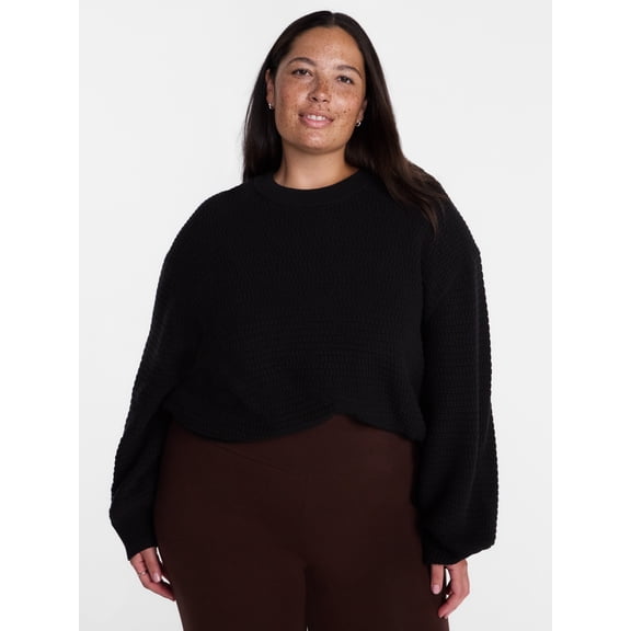 Terra & Sky Women's Plus Knit Crewneck Pullover Sweater, Sizes 0X-5X