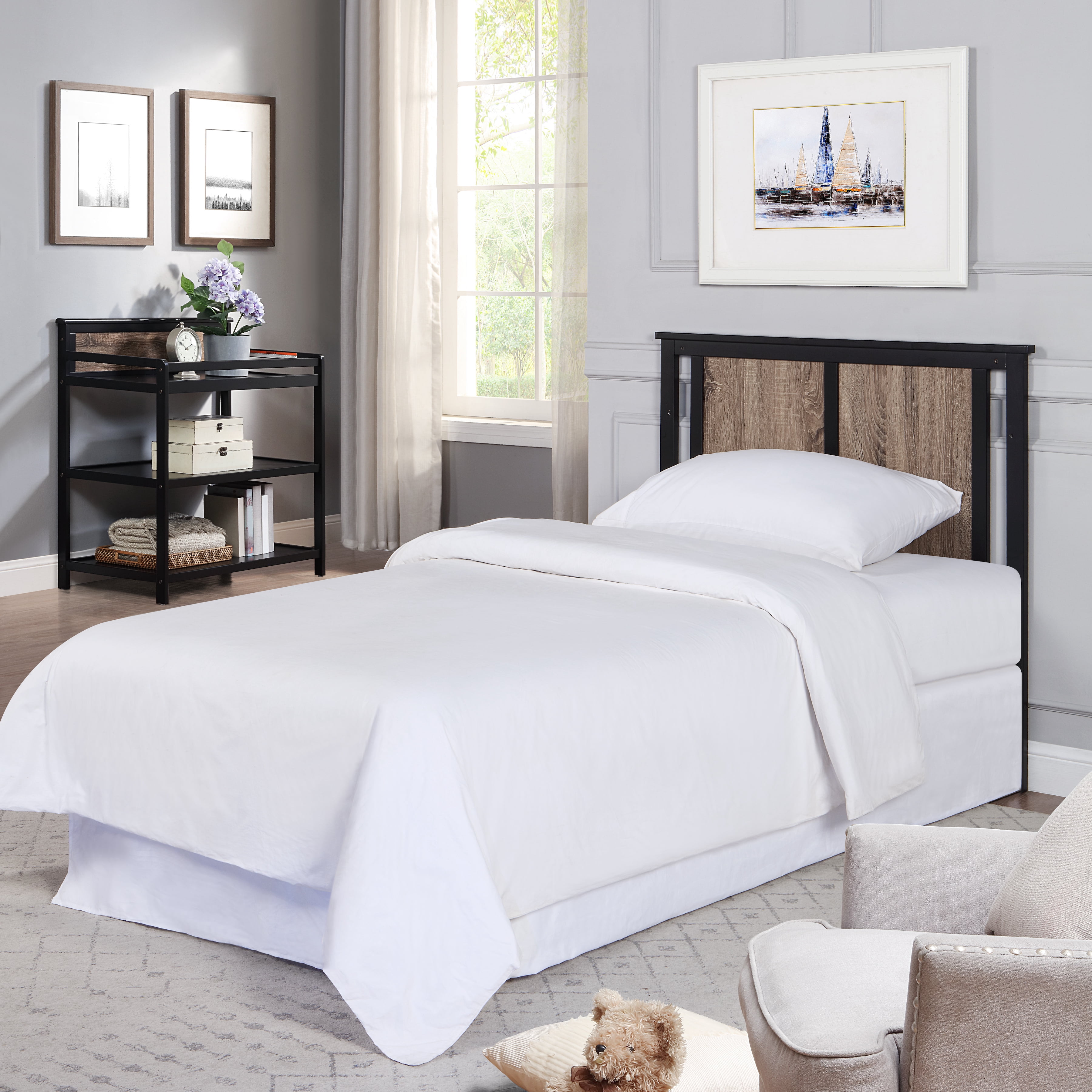 Suite Bebe Connelly Mini Crib with Mattress Pad, Black & Vintage Walnut