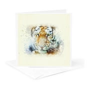 3dRose, Wild Africa Animal Lion King Watercolor Portrait Illustration, 1 Greeting Card with envelope