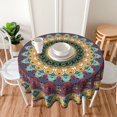 thumbnail image 5 of Mandala Tablecloth Round 60 inch,Luxury Yellow Spring Small Table Cloths for Party Waterproof Fabric Bohomian Tablecloths Decorative for Holiday Home Kitchen Party Wedding Picnic Decor 60 inch, 5 of 6
