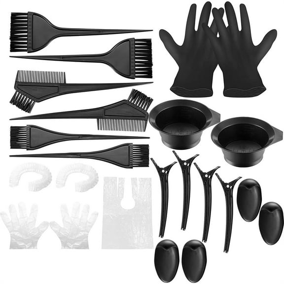 22 Pcs Hair Dye Kit -Casewin Coloring DIY Beauty Salon Tool Kit- Disposable hair shawl Brush Comb Hair Tinting Bowl Dye Brush Ear Cover Gloves for Salon Hair Dye Tools