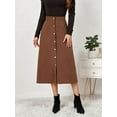thumbnail image 2 of 1 piece corduroy long skirt-brown-M, 2 of 5