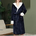 thumbnail image 4 of Penkiiy Fleece Hooded Robe Bathrobe Women's Winter Warm Nightgown Couple Bathrobe Men And Women And Winter Nightgown Navy Nightgowns, 4 of 8