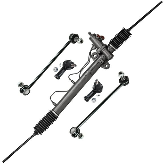 Detroit Axle - Front Steering Rack and Pinion Kit for 2001-2006 Hyundai Santa Fe 2002 2003 2004 2005 Power Steering Rack & Pinion, 2 Outer Tie Rods, 2 Sway Bars Replacement