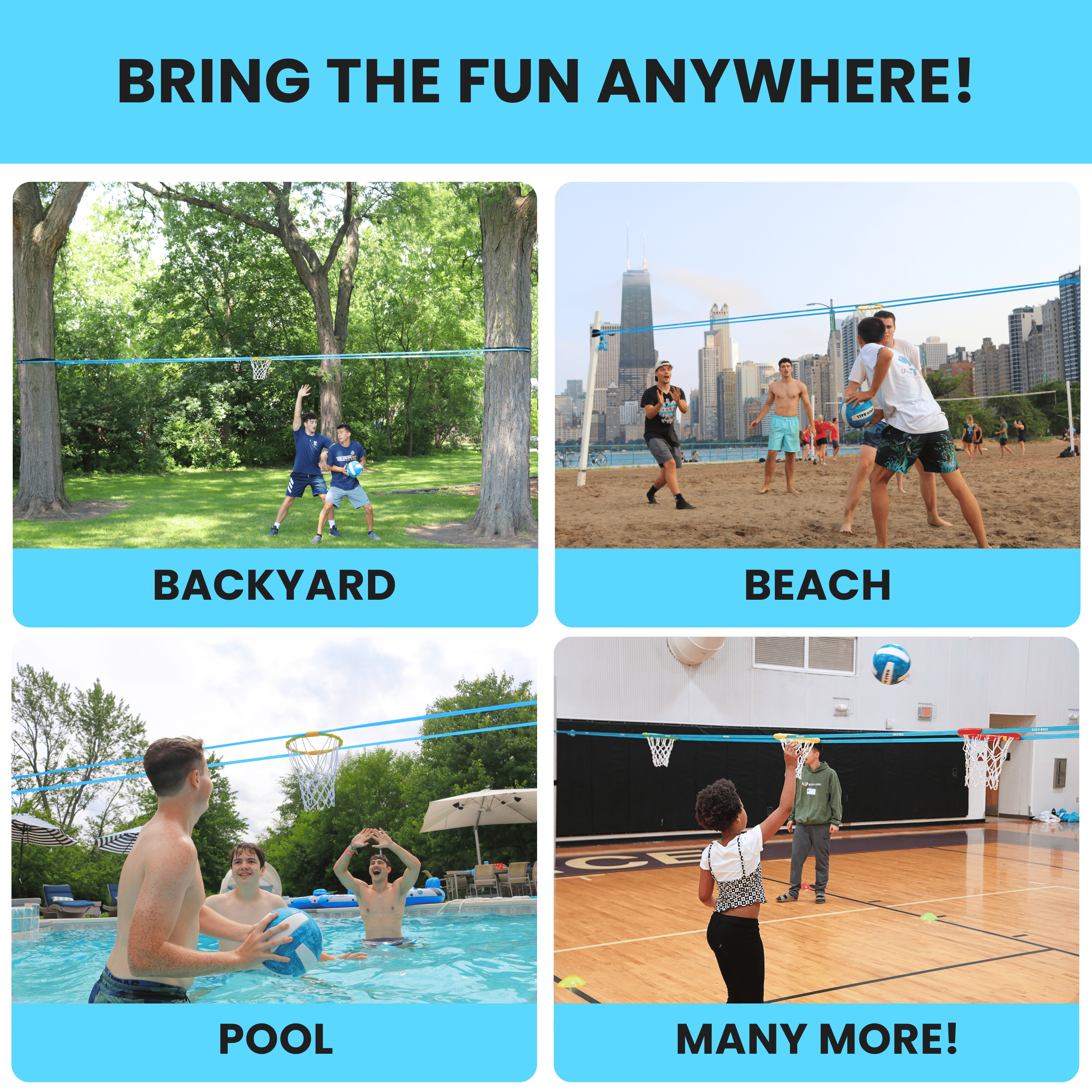 Halo Ball - Floating Basketball Hoop - Play Outdoors at Beach, Park, Backyard, or in a Gym - Portable and Easy to Set Up - New, Fun, Active Game for Boys, Girls, Family