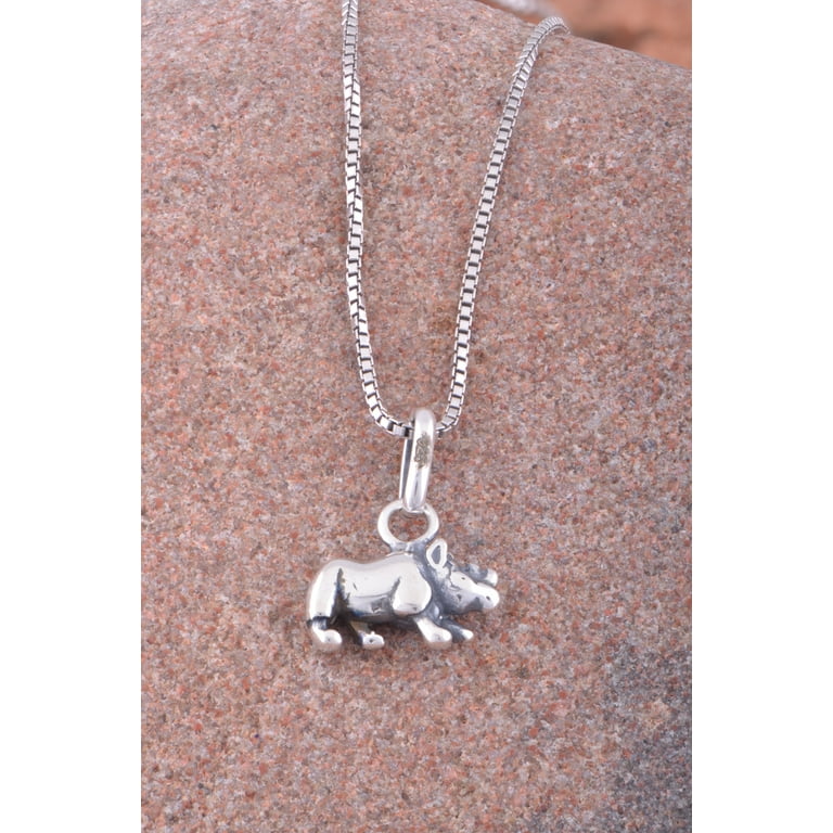 Sterling Silver Womens Small Rhino Animal Rhinoceros Charm