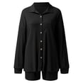 thumbnail image 6 of LIZUOJUN Pajamas for Women Set Shorts Long Sleeve Sleepwear 2 Piece Lounge Set Soft Comfortable Breathable Pjs Loungewear Notch Collar Button Down Pajama Casual Sleepwear - M, 6 of 7
