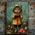 1 Cat Rain Stroll Floral Decor Flat Metal Sign, 8x12 inches (20x30 cm ...
