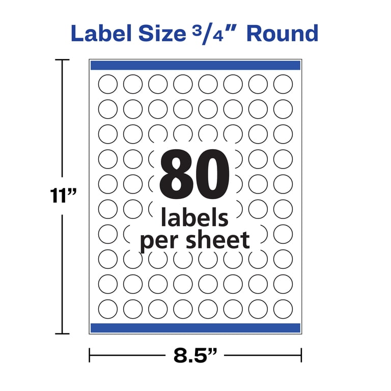 Avery Printable Round Labels with Sure Feed, 3/4" Diameter, Matte White,  800 Customizable Labels (4221) - Walmart.com