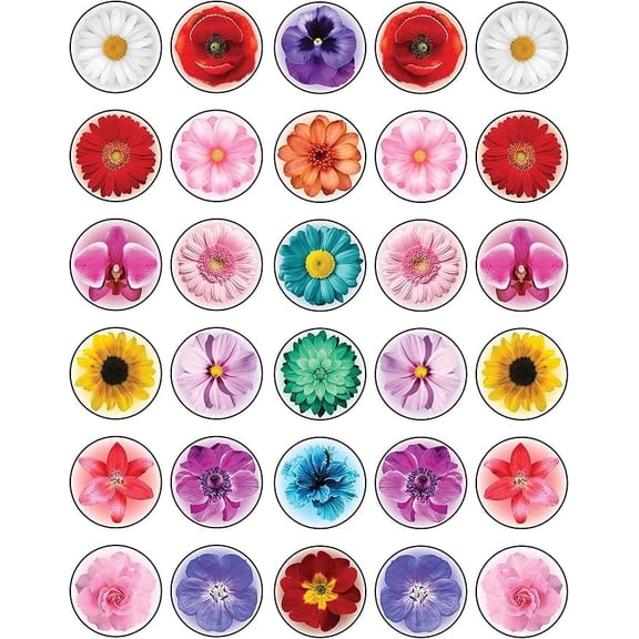 30x Flowers Cupcake Toppers Edible Happy Birthday Dcor, Wafer Sheet Cake Decorating