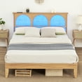 thumbnail image 5 of 12.4 Inch Deluxe Wood Queen Size Bed Frame with Natural Rattan Headboard, Modern Rustic Unique Style, No Box Spring Needed, Strong Wood Slat Support, Easy Assembly, 5 of 7