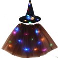 thumbnail image 3 of Sombrero de elfo con luz LED luminosa para mujer y niña, falda con forma de estrella, tutú de telaraña, disfraz de mago, regalo para fiesta, festival de Halloween, 3 of 5