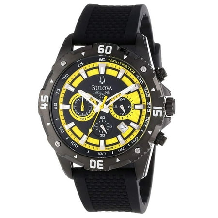 Bulova 98B176 Men's Marine Star Black Dial Black IP Steel Black Rubber Strap Chronograph Watch