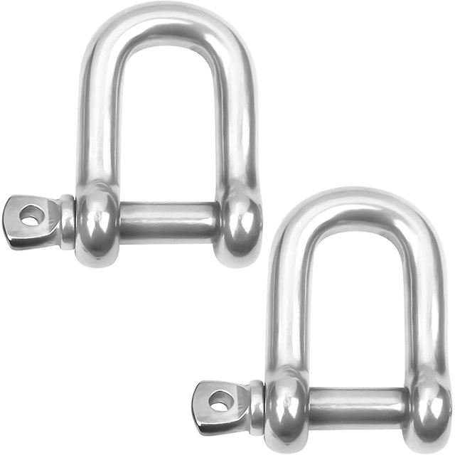Gancho de elevación con tornillo D y pasador M16 (juego de 2) - gancho resistente de acero inoxidable, capacidad 1600 kg - para navegar, acampar, practicar deportes y hacer senderismo