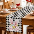 thumbnail image 5 of Easter Table Runner 72 Inches, Spring Rabbits Ears Feet Wildflowers Black Plaid Bed Runner Dresser Scarves Tabletop for Indoor Outdoor Parties/Ceremony/Banquet, 14" x 72", 5 of 8