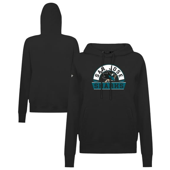 Women's Levelwear Black San Jose Sharks Adorn Banner Arch Pullover Hoodie