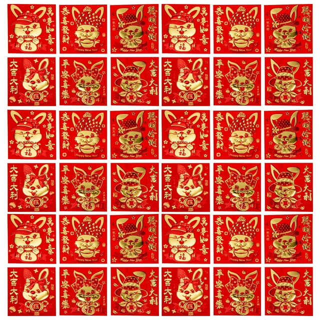 66pcs Chinese New Year Red Envelopes Folding Money Envelopes Mixed Style