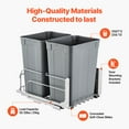 thumbnail image 3 of VEVOR Double Pullout Waste Container Kitchen Trash Can with Soft Close Grey 35QTx2, 3 of 9