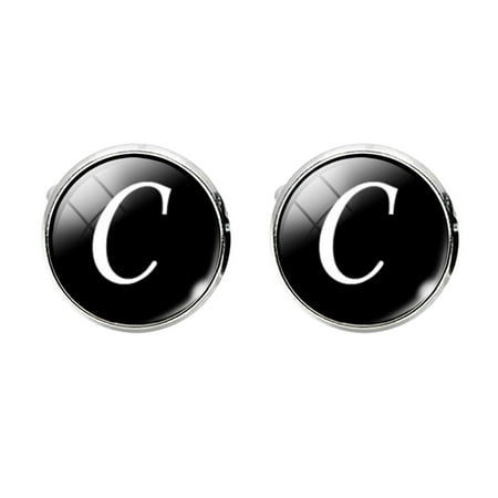 

Rosarivae Glass Cuff-Link Sleeve Button Round English Letter Sleeve Button All-Match Decorative Collar Sleeves Button for Man (C Letter Pattern)