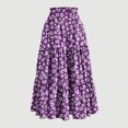 thumbnail image 3 of Women's Floral Tiered Ruffle Maxi Skirts Boho A Line Flared High Waist Vintage Flowy Long Skirt with Drawstring, 3 of 5