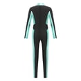 thumbnail image 4 of YONGHS Kids Girls Unitard Long Sleeve Zipper Metallic Skating Dance Jumpsuit Full Body Bodysuit Blue Green 6, 4 of 7