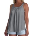 thumbnail image 5 of Textilo Plus Size Tank Tops with Built In Bras for Women Pleated Sleeveless Camisole Wide Strap Square Neck Cami Shirts Comfy Lightweight Loose Fit Flowy Casual Tunic Tees,Light Gray 2XL, 5 of 6