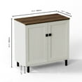 thumbnail image 2 of Buffet Sideboard Cabinet Farmhouse Modern 3 in 1 Storage Cabinet with Adjustable Shelves for Kitchen, Coffee Bar, Living Room, White, 2 of 6