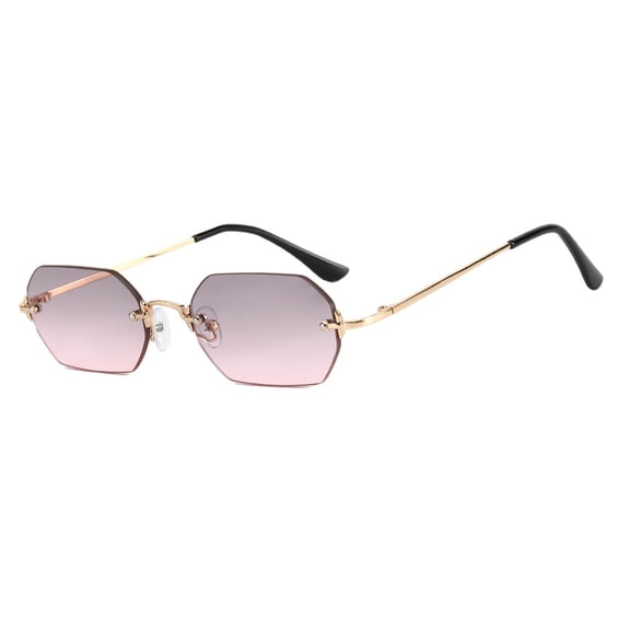 Gafas de sol rectangulares de estilo punk Sonducket metal con prevención de rayos UV sin marco oro gris