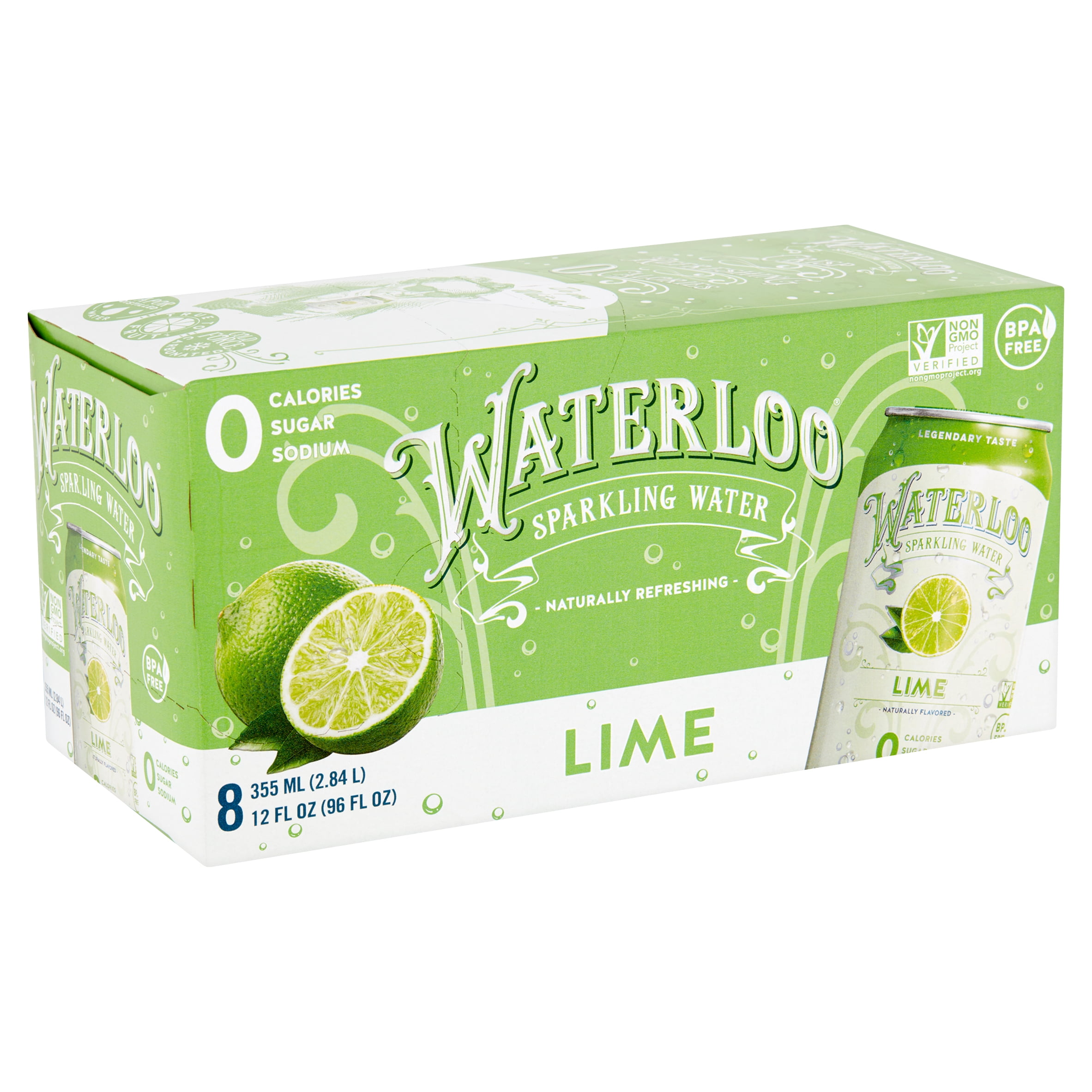 Waterloo Lime Sparkling Water 12 Fl Oz 8 Count Walmart