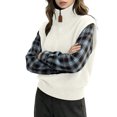 thumbnail image 4 of THNCYX Half Zip High Neck Long Sleeve Knit Tops For Women Colorblock Casual Winter Sweaters Soft Comfort Womens Sweaters Modern Look, 4 of 5
