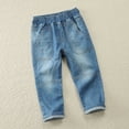 thumbnail image 2 of Boys Jeans Size 6 Boys Jeans Baggy Classic Straight Leg Drawstring Elastic Waist Loose Denim Pants with Pockets 2-12 Years, 2 of 9