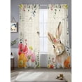 thumbnail image 2 of Bunny Easter Sheer Curtains 96 Inch Length 2 Panels Set Window Treatments, Eucalyptus Spring Floral Farmhouse Weeping Rod Pocket Semi Curtains for Living Room/Bedroom/Kitchen Décor, 104"W x 96"L, 2 of 7