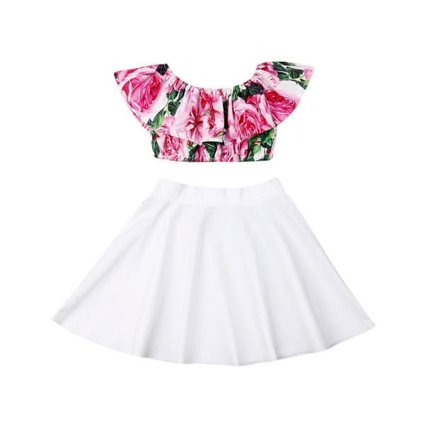 Girl Wedding Toot Toot Dress Kids Toddler Baby Girls Spring Summer Floral  Cotton Short Sleeve Tshirt Skirts Outfits Set Clothes Girls Christening