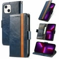 thumbnail image 1 of Feishell Business Wallet Case for iPhone 14 Plus 6.7 inch,Premium PU Leather Full Protection Magnetic Buckle Flip Kickstand Shockproof Phone Case with ID Credit Card Slots,Darkblue, 1 of 15