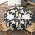 thumbnail image 3 of Halloween Ghost Boo Pattern Round Tablecloth 60"x60",Wrinkle Wipeable Table Cloth for Kitchen Dining Room Picnic Patio Party, 3 of 6