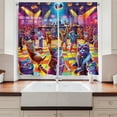 thumbnail image 2 of Ambesonne Cat Kitchen Curtains, Trippy Funny Kitty Disco Scene, 55"x30", Fuchsia Multicolor, 2 of 3
