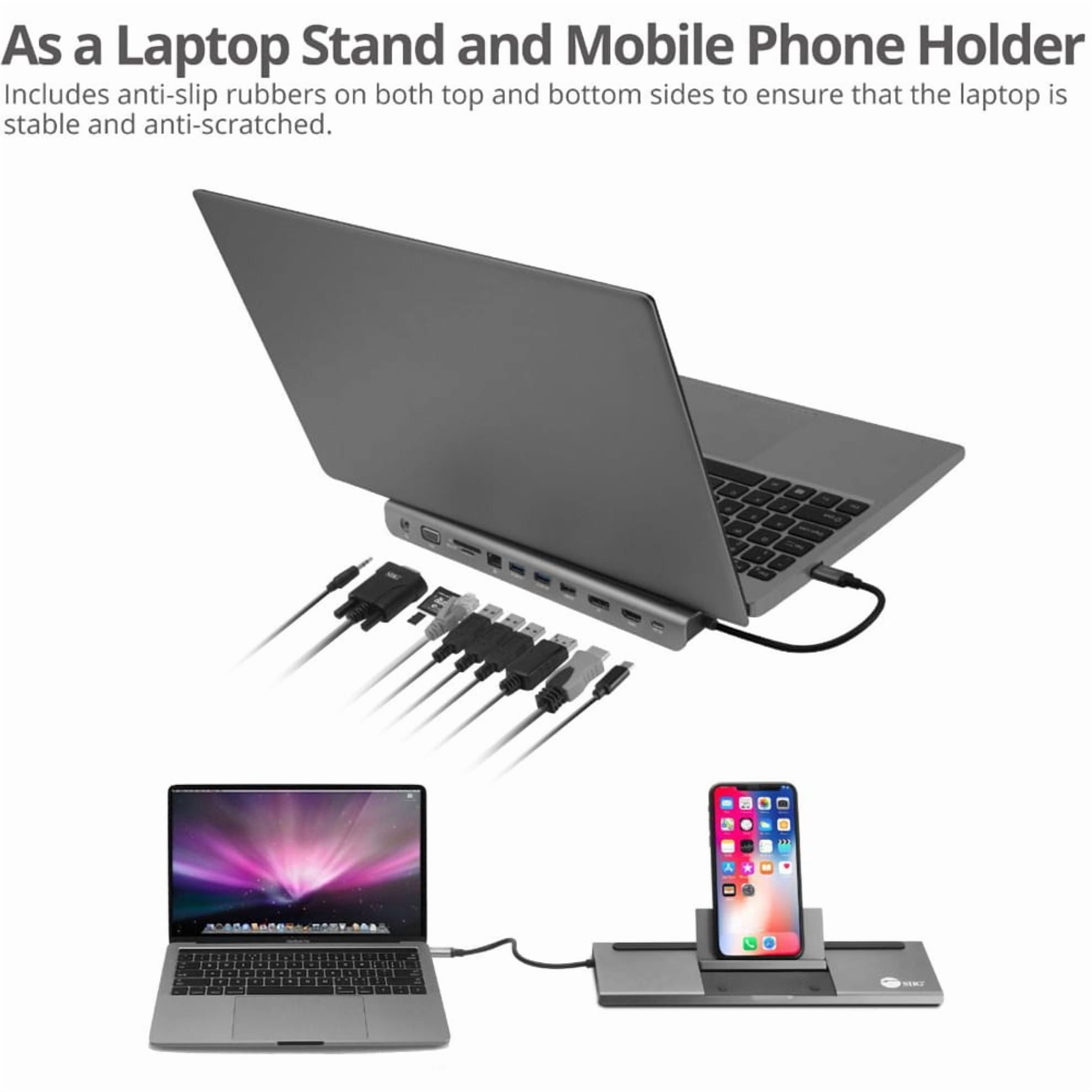 SIIG Aluminum USB-C MST Video Docking Station with 100W PD