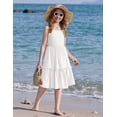 thumbnail image 6 of Oudiya Girls Spaghetti Strap Tie Back Dress Ruffle Hem Summer Beach Casual Sundress with Pockets, 6-14Y, 6 of 7