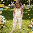 thumbnail image 4 of Toddler Girl Easter Outfit Sleeveless Romper Jumpsuit Bunny Eggs Print Summer Casual One Piece with Pockets 1-6T, 4 of 7