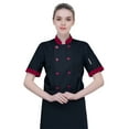 thumbnail image 5 of Gyexs Chef Coat Jacket for Women Casual Cover Up Button Down Tops Short Sleeve Work Wear (Black, Size XXXXL), 5 of 9