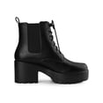 thumbnail image 3 of BLISSFUL STEP Women's Platform Chunky Heels Chelsea Combat Boots Black 7.5, 3 of 6